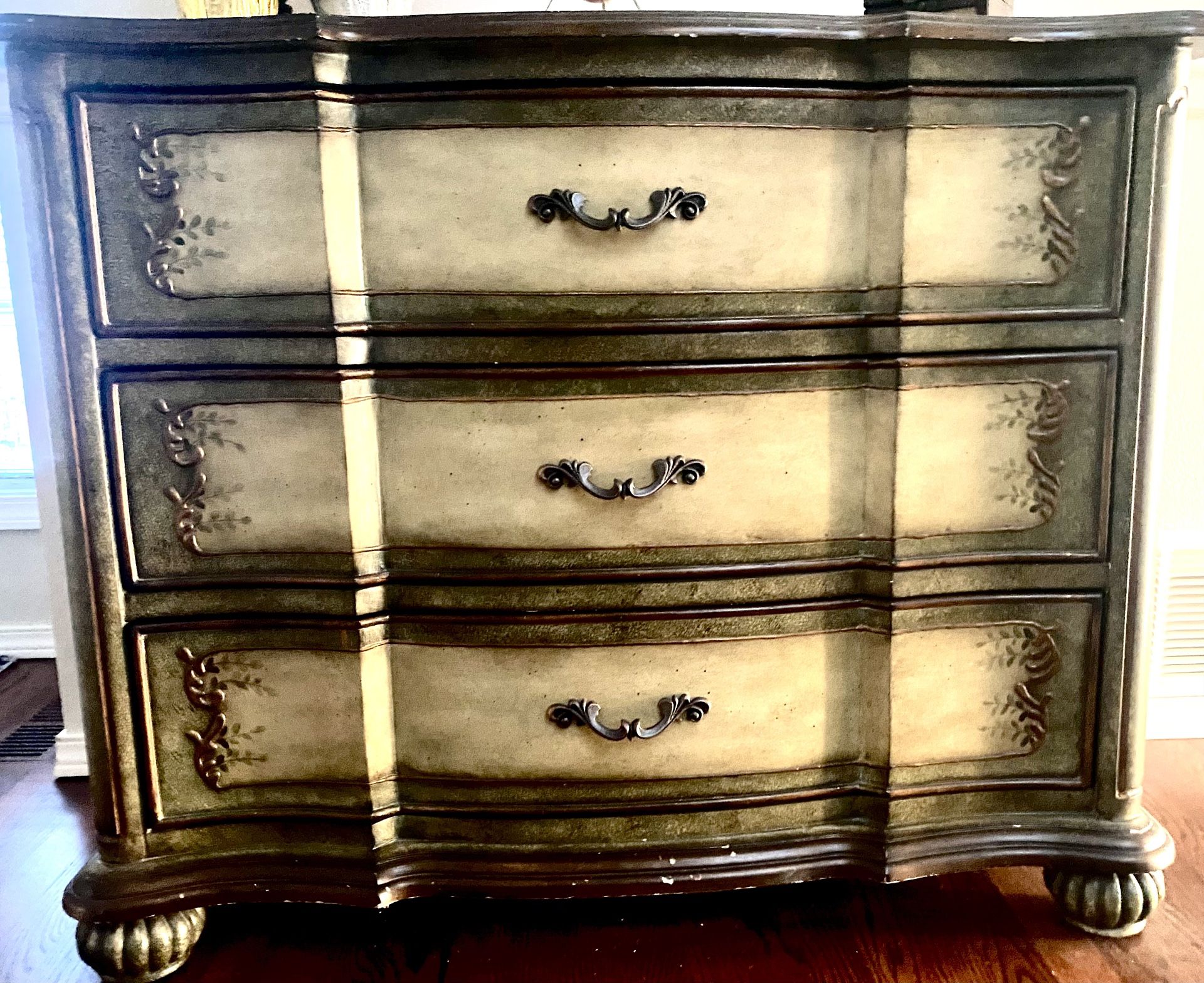 Ornate Dresser, 40” wide x 18”deep x 34” tall