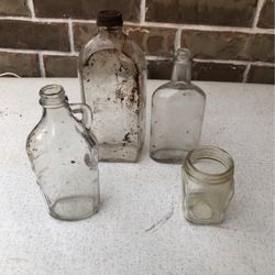 Lot Of 4 Vintage Glass Bottles