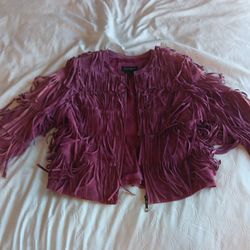 Chartreuse Genuine Leather Fringe Jacket