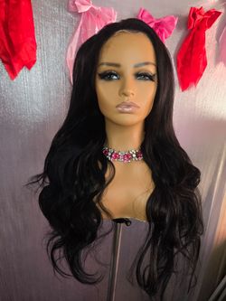 28" human hair wig black glueless body wave new