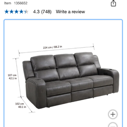 Matteus Fabric Power Reclining Sofa with Drop Down Table
