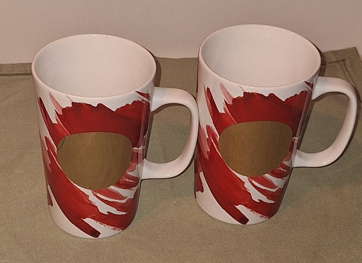 Starbucks 2014 Tall Red & White Gold Circle 16oz 5.5"H-$10.00 EACH 