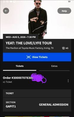 Yeat: The LOVE/LYFE Tour
(1x TICKET GA:PIT)