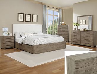 Bedroom set 4 pc  Queen size Greybrown finish, Fabric, New Especial price