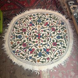 Round Nama Hand Made Kashmiri Namda Rug - 4x4