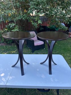 2 set of Round Dark espresso Accent Tables