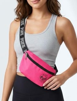PINK Hot Pink "We Run This Beach" Sling Crossbody belt bag