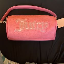 Juicy Couture Pink Shoulder Bag with Rhinestone Logo