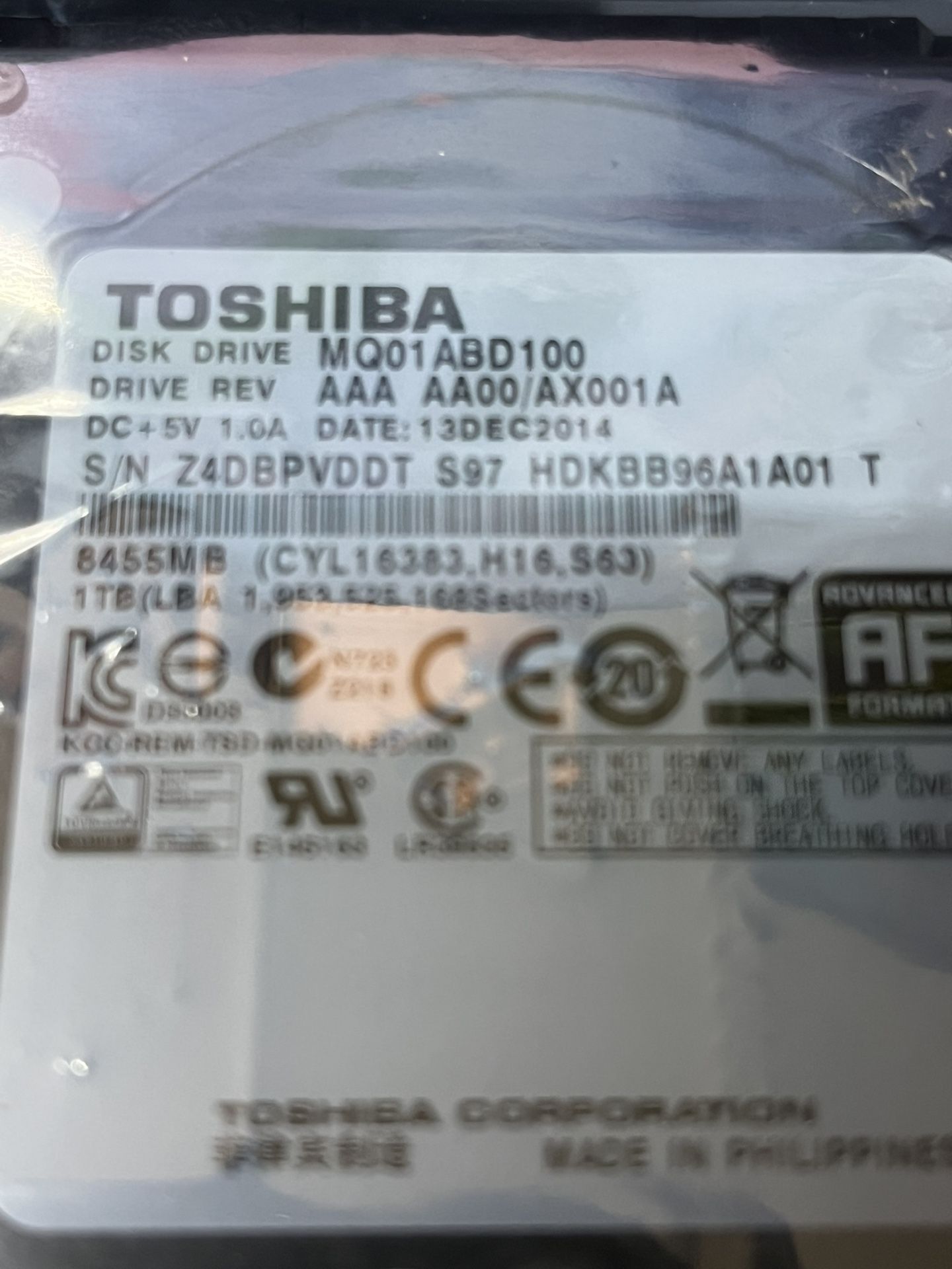 TOSHIBA DRIVE MQ01ABD100