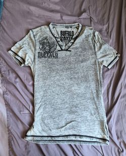 Buffalo David Bitton Graphic Gray Acid Wash Mens Medium