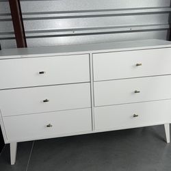 6 Drawer White Dresser Mid Century Modern - Prepac