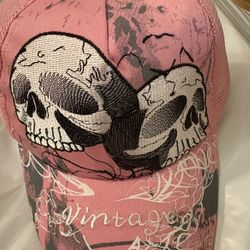 Women’s Vintage Adjustable Pink Skeletons Cap