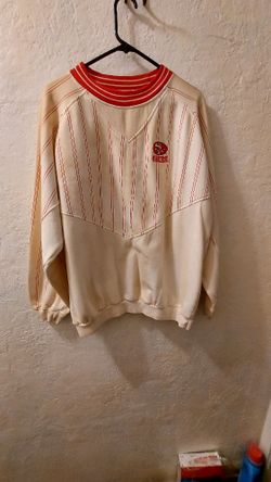 Rare 1980s Size-XL San Fransisco 49ers Creme Ree Stripe Sweatshirt W/Scarf
