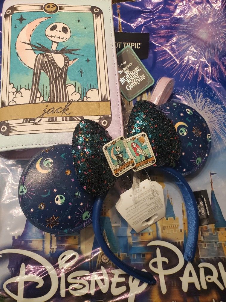 NEW Disney Jack Sally Tarot Card Ears With Crossbody Bioworld Bag