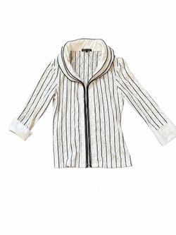 Samuel Dong White Striped Zip-Up Jacket