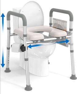 HOMLAND Raised Toilet Seat with Handles – Adjustable Height & Width – 400 lb Capacity