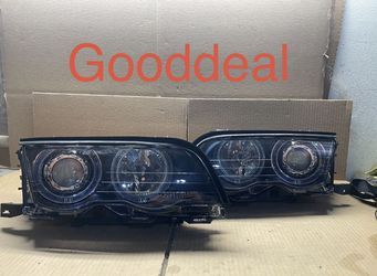 OH162 Fit 99-01 BMW 3 Series E46 Sedan 4door 330i 325i 328i LED Halo Black Headlight Pair 