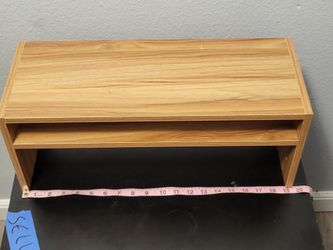 Wood Grain Monitor Riser Desk Shelf