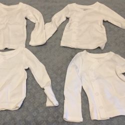 Simple Joys Carter's Baby Side-Snap Long-Sleeve Shirts 4-Pack, White, Newborn