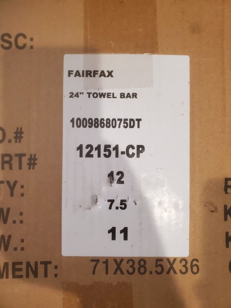 36 Kohler Chrome Towel Bars