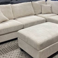 Brand New Corduroy Sofa And Ottoman