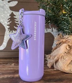 New Starbucks "Holiday Edition 2023" Lilac Vacuum Insulated Metal with keychain