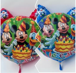Happy Birthday Foil balloons Micky Mouse, Mini Mouse, Donald Duck. Disney. Blue and Red. Party Supplies