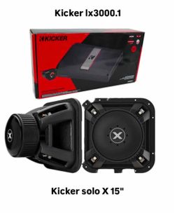 NEW ONE POWERFUL KICKER SOLO X 15” SUBWOOFER AND KICKER LX3000.1 AMP