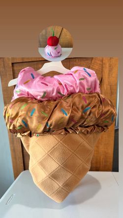 Ice Cream Costume with Cherry Topper Hair Clip (4T)