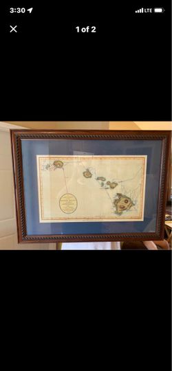 Framed Antique Map of the Sandwich Islands Hawaii