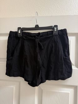 Joe B Women's Black Solid Rayon Chino Shorts Elastic Waist Drawstring Size S