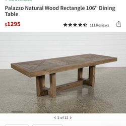 Palazzo Natural Wood Rectangle 106" Dining Table