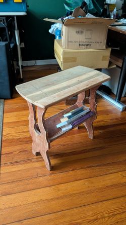 Paint-stripped/sanded wood side table