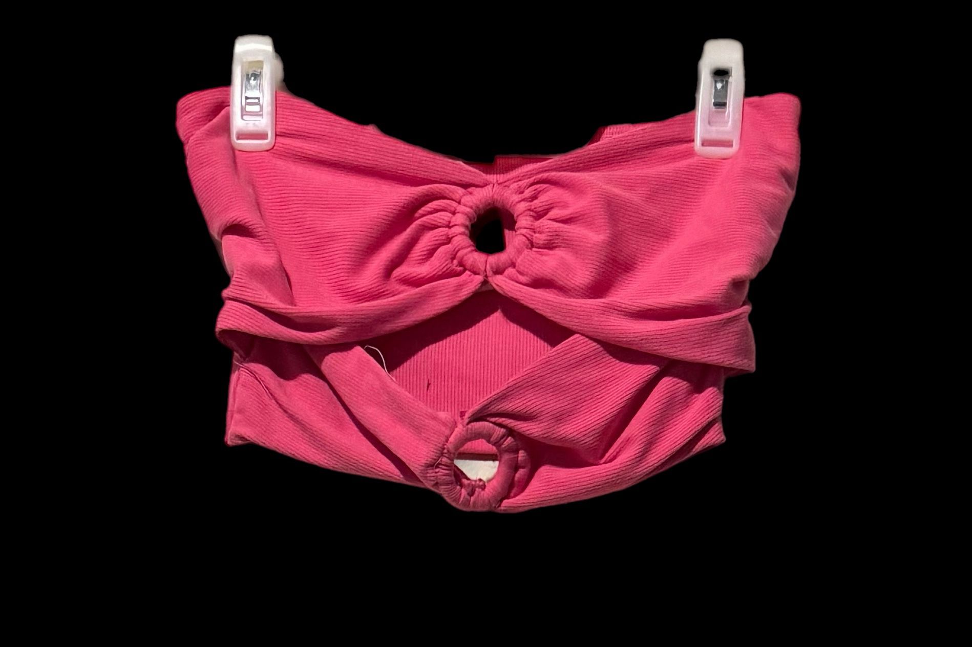 Illa Illa (C) Women’s Tube Top with Double O-Rings Sz L Pink Crop Stretch NWT