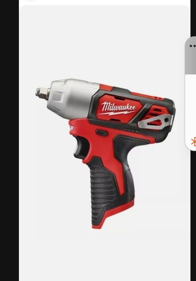 MILWAUKEE  3/8 INCH IMPACT WRENCH  12V M12 WITH 1 BATTERY. FIRM