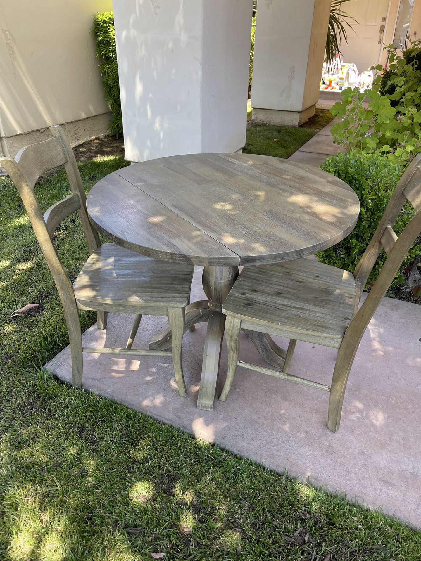 World Market Jozy Weathered Gray Wood Table And 3 Chairs