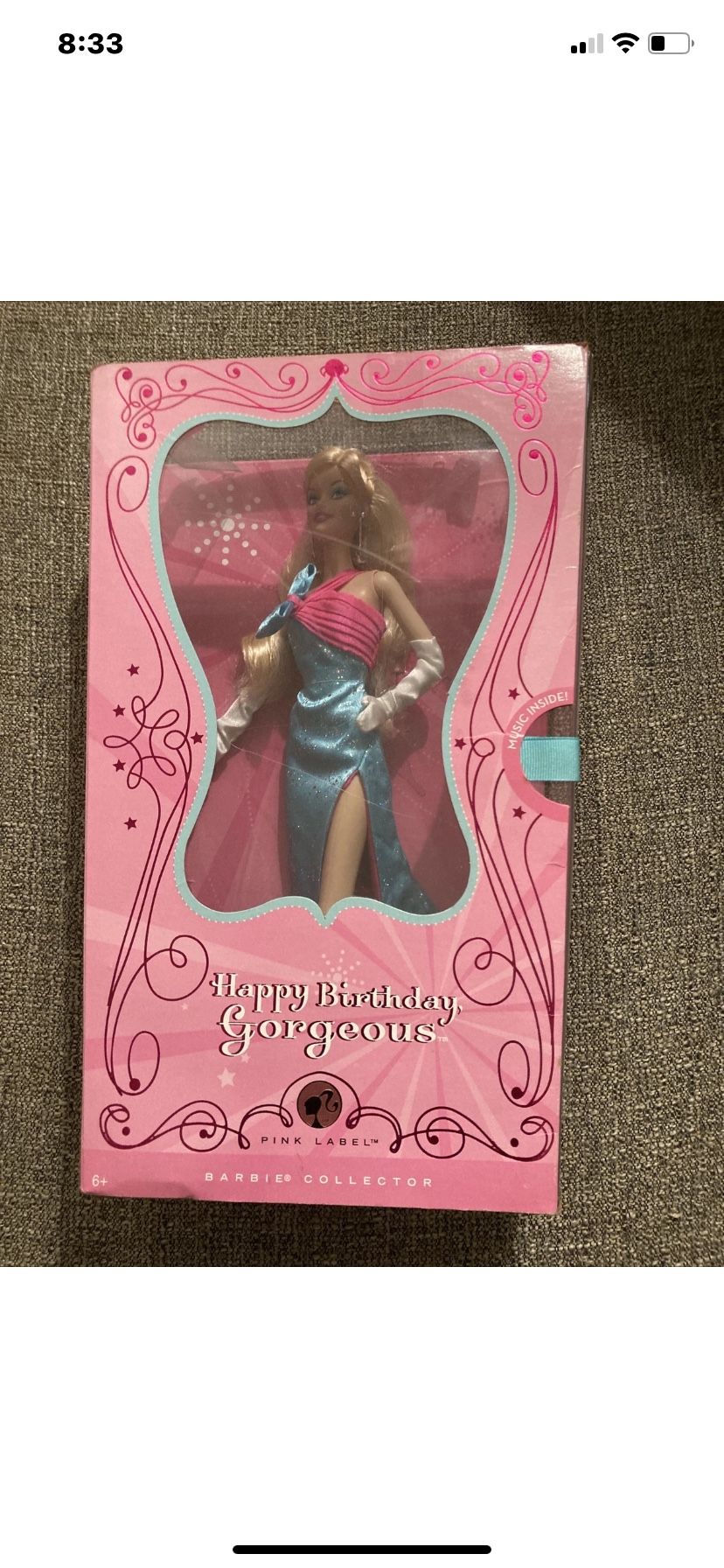 HAPPY BDAY PINK LABEL BARBIE