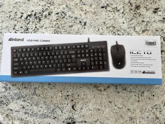 New Inland USB Pre Combo Black Keyboard With Mouse New
