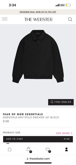 FEAR OF GOD ESSENTIALS ESSENTIALS KNIT POLO SWEATER JET BLACK