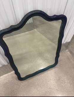 Gray/ blue Wooden framed mirror. 29 “ x 41” $40