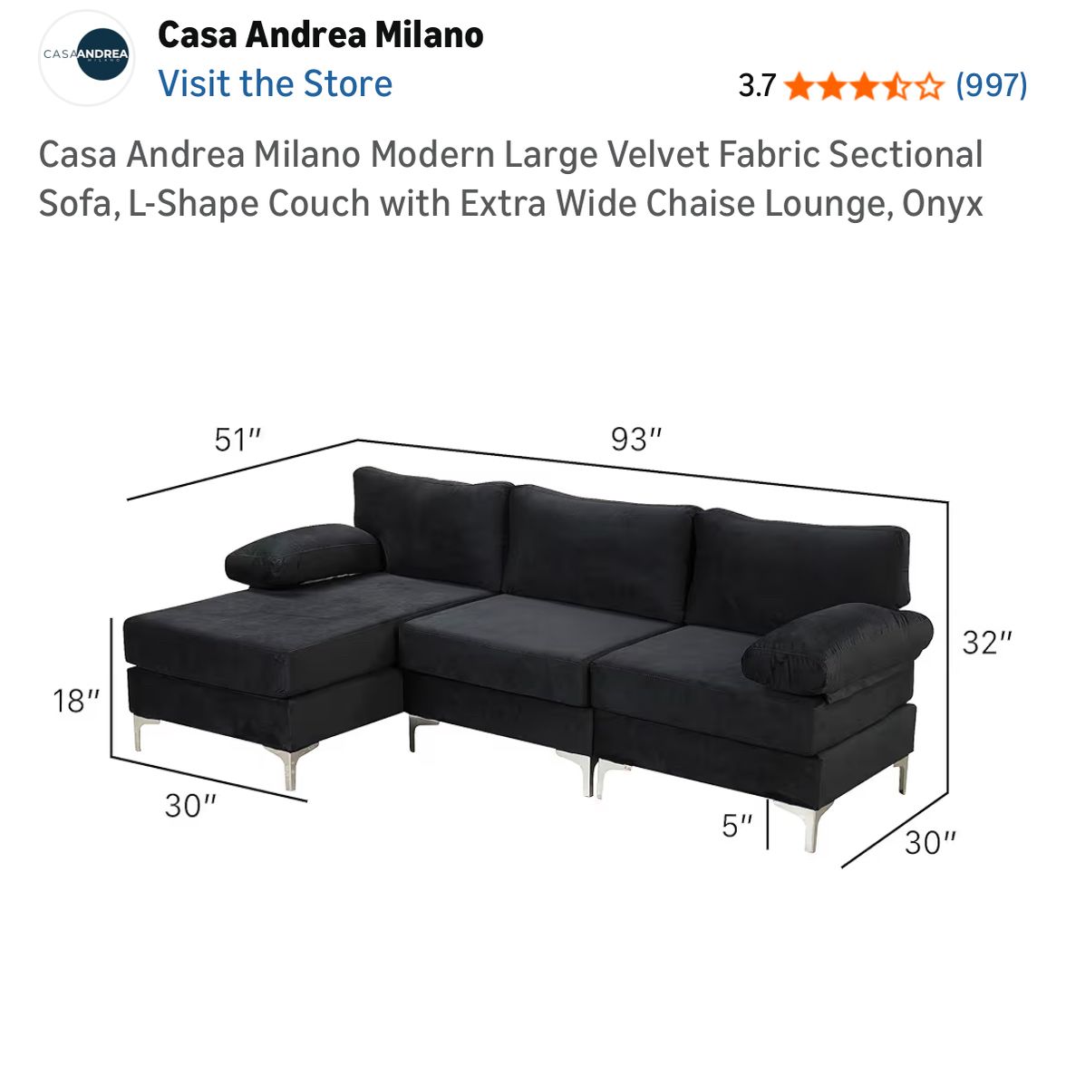 Modern Large Velvet Fabric Sectional Sofa, L-Shape Couch with Extra Wide Chaise Lounge