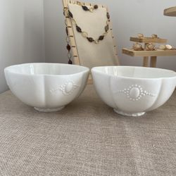 Set Of White Vintage Bowls 
