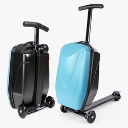 ✌️ 2-in-1 Ride-On Scooter Suitcase,Carry On Hardshell Ride On Suitcase Scooter for Kids Age 4-15, Multifunctional Ride On Lightweight Kids Luggage