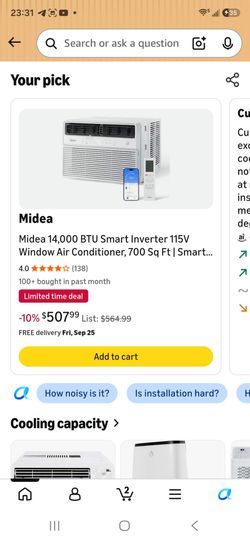 New Midea 14,000 BTU Smart Inverter Ac