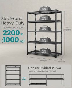 SONGMICS 5-Tier Storage Shelves Heavy-Duty Garage Adjustable Shelving - Black