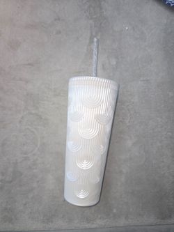 Iridescent Plastic Tumbler with Straw