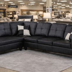 🔥 SECTIONAL SPECIAL DEAL! 🔥 🖤 Black L-Shaped Sectional – Only $499 ➕ Add the Matching Ottoman for just $100