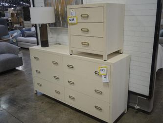 Ariel Natural Grasscloth Small 3-Drawer Chest with Brass Pulls