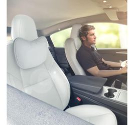 TESBEAUTY Nappa Leather Headrest Pillow 2 Packs for Tesla Neck Pillow Uniquely Designed for Tesla Model Y/3/S/X Tesla Car Neck Support Cushion for Peo