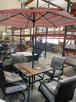 Assembled New Outdoor Dining Table Set w/ 4 Metal Frame Chairs